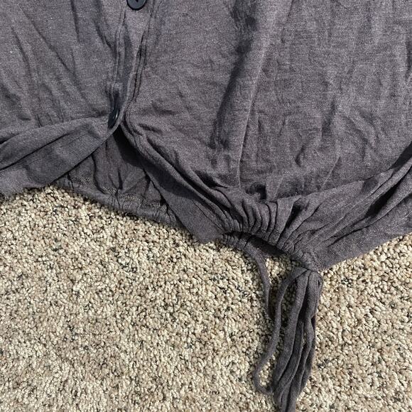 Chalet Tunic Top Womens Large Purple Button Front Long Sleeve Drawstring Hem USA - Picture 3 of 8